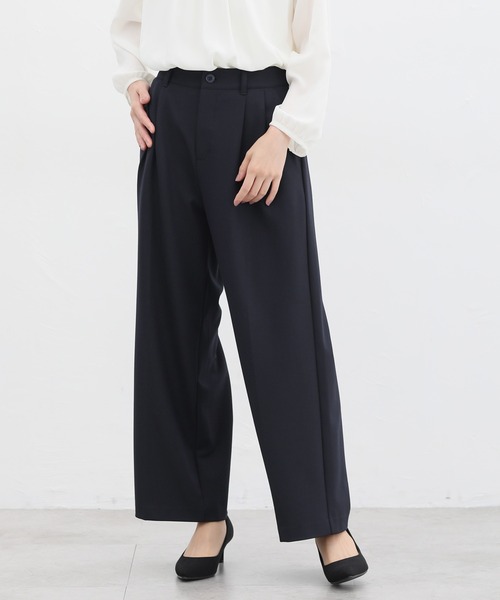 Honeys(ハニーズ)の「【抗菌防臭】ワイドストレート(股下68cm)(その他パンツ・レディース・ネイビー/ブラック/杢グレー・S/M/L/LL/3L)」の2枚目の写真