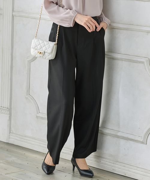 新品・64,900円☆MORABITO BLANC/レースワイドパンツ 紺 センタープレス超ワイドパンツ［Soiunique］ 通販【ニッセン】