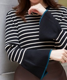 nissen | 配色フレアスリーブリブニット(ニット/セーター)