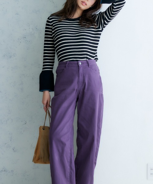 nissen（ニッセン）の「配色フレアスリーブリブニット（ニット/セーター・レディース・ブラック/チャコールグレー/グリーン系/ブラック系/ライトベージュ・L/LL/M/S）」の6枚目の写真