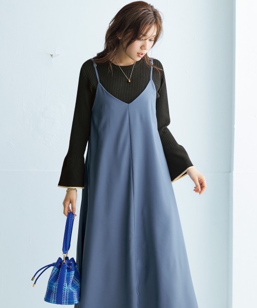 nissen（ニッセン）の「配色フレアスリーブリブニット（ニット/セーター・レディース・ブラック/チャコールグレー/グリーン系/ブラック系/ライトベージュ・L/LL/M/S）」の13枚目の写真