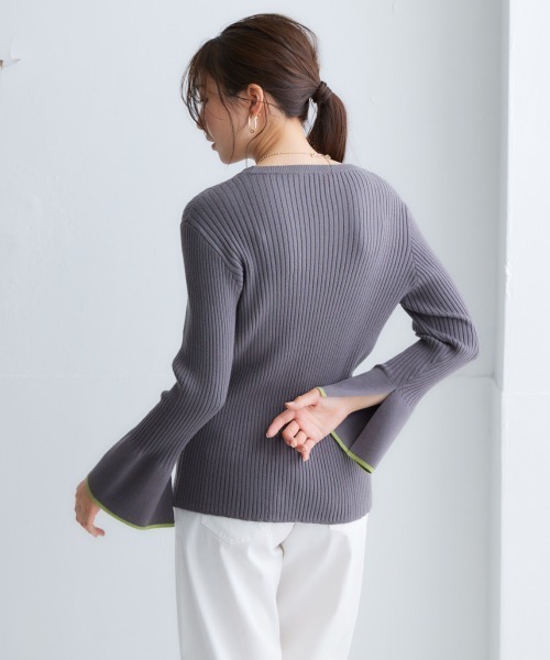 nissen（ニッセン）の「配色フレアスリーブリブニット（ニット/セーター・レディース・ブラック/チャコールグレー/グリーン系/ブラック系/ライトベージュ・L/LL/M/S）」の19枚目の写真