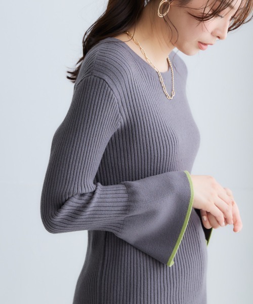 nissen（ニッセン）の「配色フレアスリーブリブニット（ニット/セーター・レディース・ブラック/チャコールグレー/グリーン系/ブラック系/ライトベージュ・L/LL/M/S）」の20枚目の写真