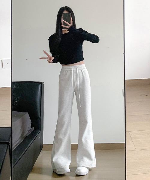 セール】フレアパンツ レディース 美脚 脚長（スウェットパンツ