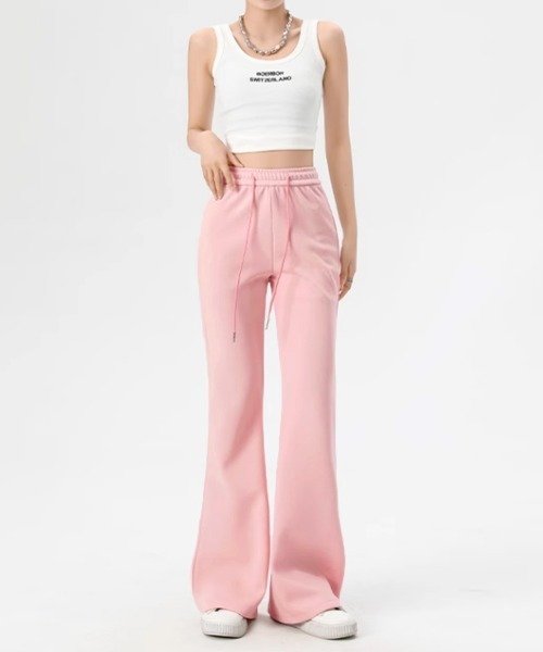 Miniministore(ミニミニストア)の「フレアパンツ レディース 美脚 脚長(スウェットパンツ・レディース・チャコールグレー/ライトグレー/ストーン/アイボリー/ピンク/ブラック・M/L/XL)」の18枚目の写真