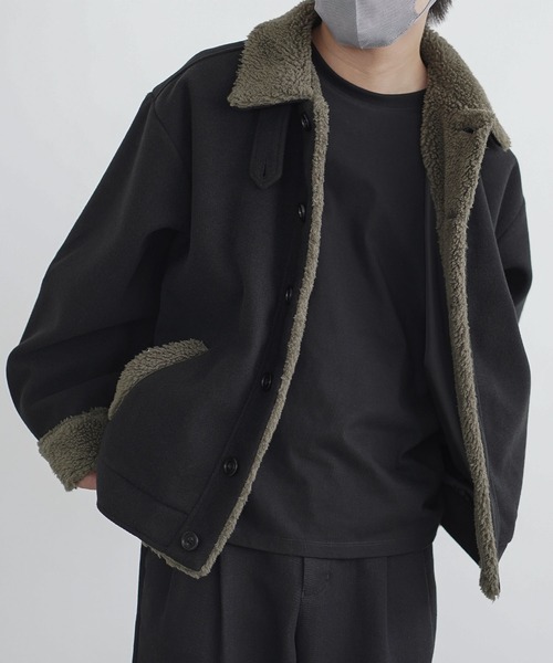molk(モルク)の「【molk】2wayスタンドネックメルトンボアブルゾン(ブルゾン・メンズ・ブラック/ライトグレー/ブルー系1・M/S/XS)」の5枚目の写真