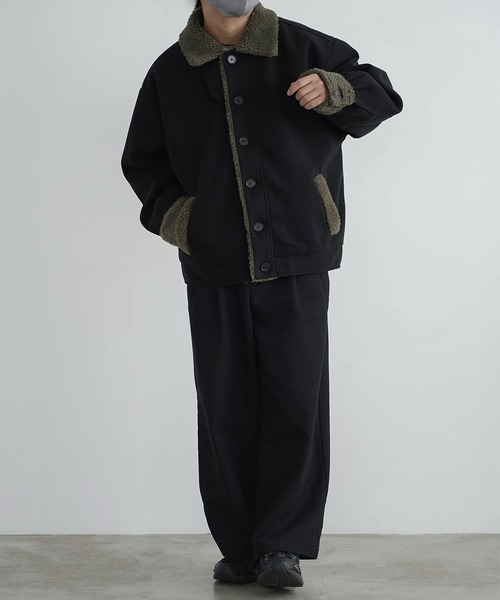 molk(モルク)の「【molk】2wayスタンドネックメルトンボアブルゾン(ブルゾン・メンズ・ブラック/ライトグレー/ブルー系1・M/S/XS)」の7枚目の写真