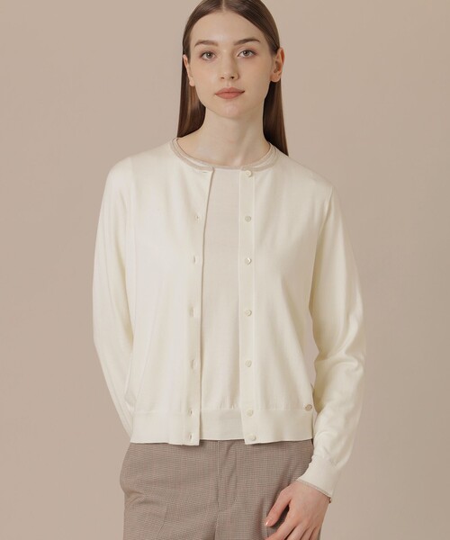 MACKINTOSH LONDON（マッキントッシュ ロンドン）の「クリアニット天竺カーディガン（カーディガン/ボレロ・レディース・オフホワイト/パープル系その他4/グレー系その他・40/38）」の2枚目の写真