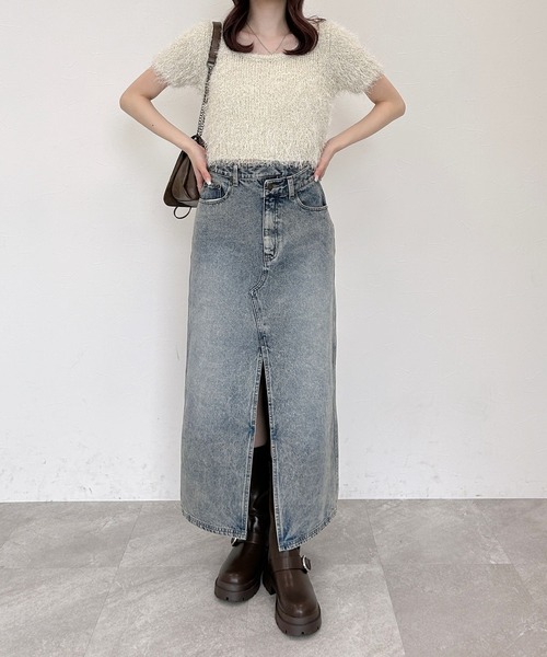 セール】Denimスリットロングスカート2 145373（デニムスカート