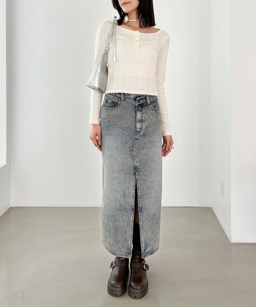 セール】Denimスリットロングスカート2 145373（デニムスカート
