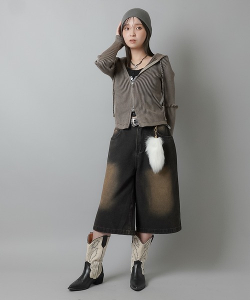 ジヨン ファーチャーム 7つセット 女性 ファーチャーム 40cm 白 7色 ダークグレー しっぽ 尻尾