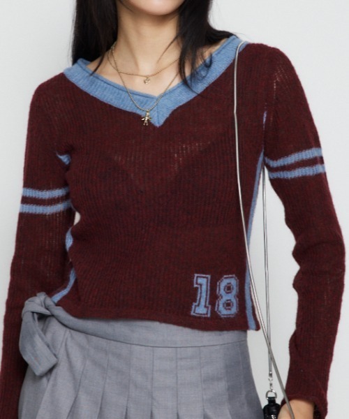 LAGUA GEM（ラグアジェム）の「COMPACT NUMBER ニット（ニット/セーター・レディース・グレー/ベージュ/バーガンディー・FREE）」の3枚目の写真