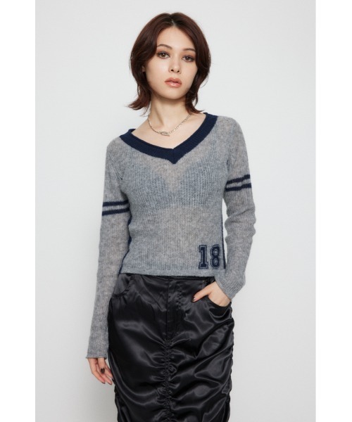 LAGUA GEM（ラグアジェム）の「COMPACT NUMBER ニット（ニット/セーター・レディース・グレー/ベージュ/バーガンディー・FREE）」の6枚目の写真