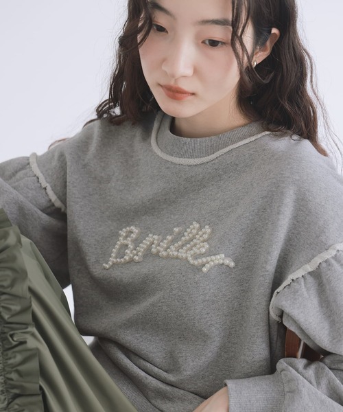 somari imagination(ソマリ イマジネーション)の「フェイクパールロゴスウェット(スウェット・レディース・ブラック/杢グレー・1/2)」の3枚目の写真