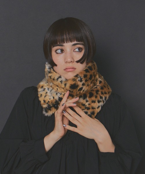 美品　ツモリチサト　ファーティペット　ヒョウ柄　マフラー　ティペット 美品 ツモリチサト ファーティペット ヒョウ柄 マフラー ティペット 美