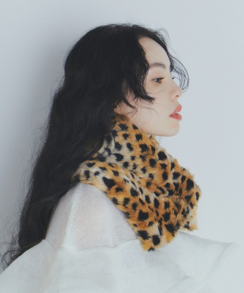 美品　ツモリチサト　ファーティペット　ヒョウ柄　マフラー　ティペット 美品 ツモリチサト ファーティペット ヒョウ柄 マフラー ティペット