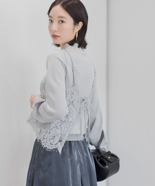 Andemiu(アンデミュウ)の「【セットアイテム】レースキャミSETニット148239(ニット/セーター・レディース・ライトグレー/ブラック/グリーン/アイボリー・FREE)」の4枚目の写真
