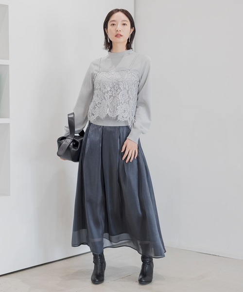Andemiu(アンデミュウ)の「【セットアイテム】レースキャミSETニット148239(ニット/セーター・レディース・ライトグレー/ブラック/グリーン/アイボリー・FREE)」の20枚目の写真