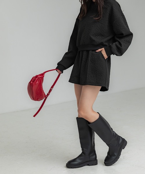 coca（coca）（コカ）の「花柄キルティングショートパンツ（その他パンツ・レディース・ブラック・L/M）」の4枚目の写真
