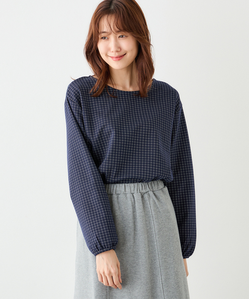 Petit Honfleur(プチオンフルール)の「チェックジャガードプルオーバー(Tシャツ/カットソー・レディース・グレー/ネイビー・M/L)」の3枚目の写真