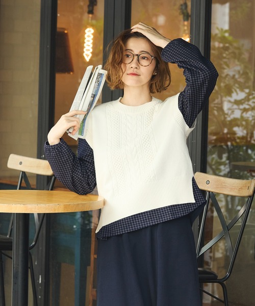 Petit Honfleur(プチオンフルール)の「チェックジャガードプルオーバー(Tシャツ/カットソー・レディース・グレー/ネイビー・M/L)」の19枚目の写真