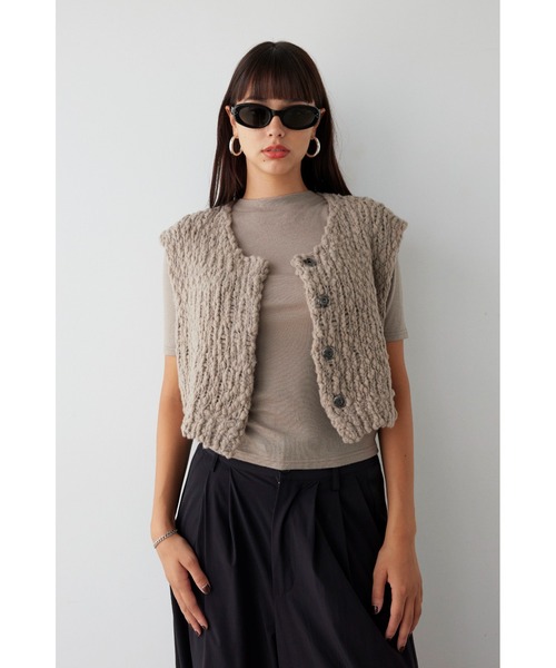 【セール】Cropped Knit Vest /ポコポコニットベスト（ベスト）｜ALEXIA STAM（アリシアスタン）