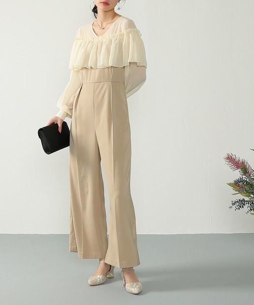 Kana（カナ）の「シアー フリル センタープレス パンツドレス