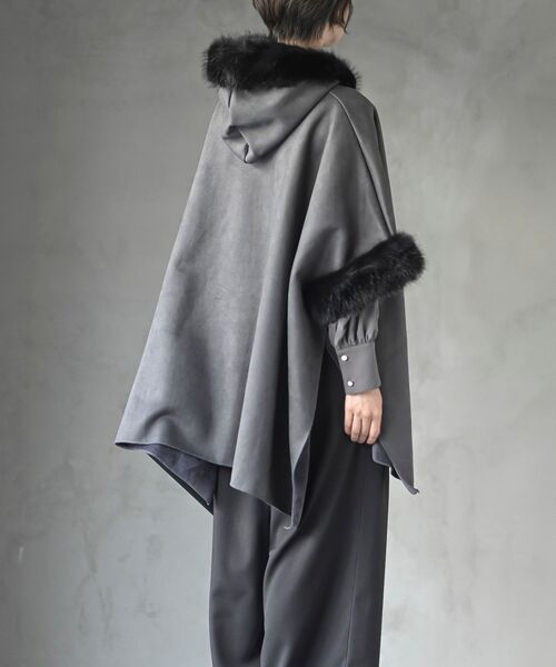 美品✨トラディショナルウェザーウェア 20AW フーデッドポンチョコート グレー フェイクファーポンチョコート（ポンチョ）｜rps（アールピーエス）の