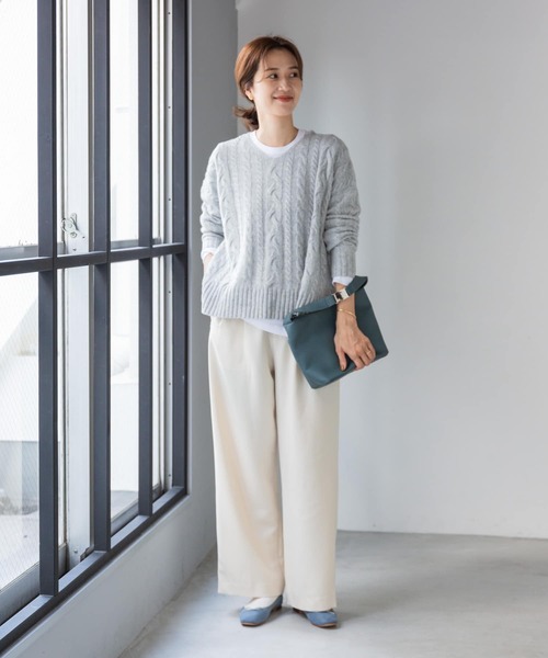 URBAN RESEARCH DOORS（アーバンリサーチドアーズ）の「ハミルトンウールアラン柄プルオーバー（ニット/セーター・レディース・グレー/パープル/グリーン・MEDIUM）」の21枚目の写真