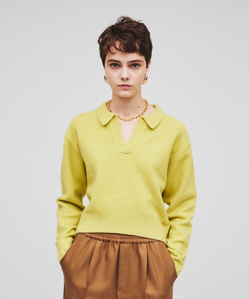 cloenc（クロエンス）の「◆【手洗い可】スキッパーニットプルオーバー（ニット/セーター・レディース・ライトイエロー系/ブラック/キャメル・02）」の3枚目の写真