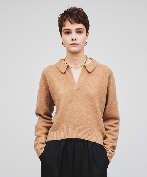 cloenc（クロエンス）の「◆【手洗い可】スキッパーニットプルオーバー（ニット/セーター・レディース・ライトイエロー系/ブラック/キャメル・02）」の5枚目の写真