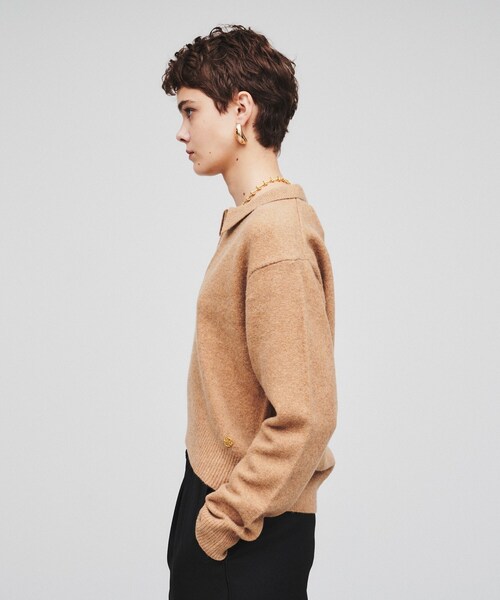 cloenc（クロエンス）の「◆【手洗い可】スキッパーニットプルオーバー（ニット/セーター・レディース・ライトイエロー系/ブラック/キャメル・02）」の6枚目の写真