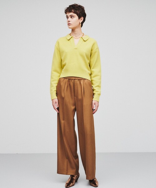 cloenc（クロエンス）の「◆【手洗い可】スキッパーニットプルオーバー（ニット/セーター・レディース・ライトイエロー系/ブラック/キャメル・02）」の9枚目の写真