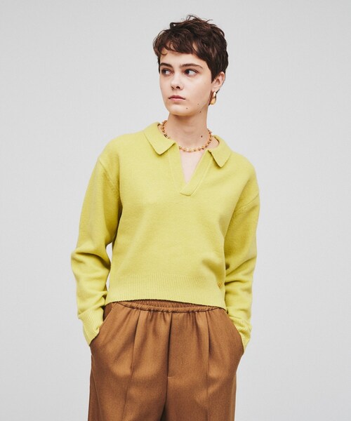 cloenc（クロエンス）の「◆【手洗い可】スキッパーニットプルオーバー（ニット/セーター・レディース・ライトイエロー系/ブラック/キャメル・02）」の10枚目の写真