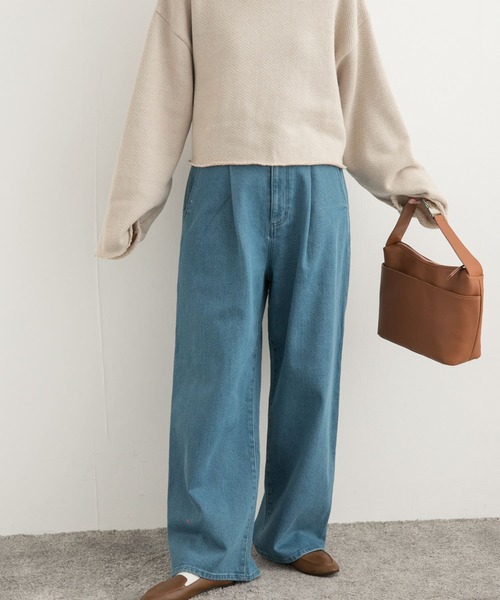 URBAN RESEARCH DOORS(アーバンリサーチドアーズ)の「裏起毛タックデニムパンツ(デニムパンツ・レディース・ブルー系その他/ワンウォッシュ・SMALL/MEDIUM)」の5枚目の写真