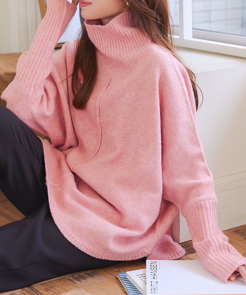 美品！ishikawalaboファー付き ダンボールニットフードポンチョ ミンクファーニットケープお花付き（ポンチョ）｜sankyo shokai