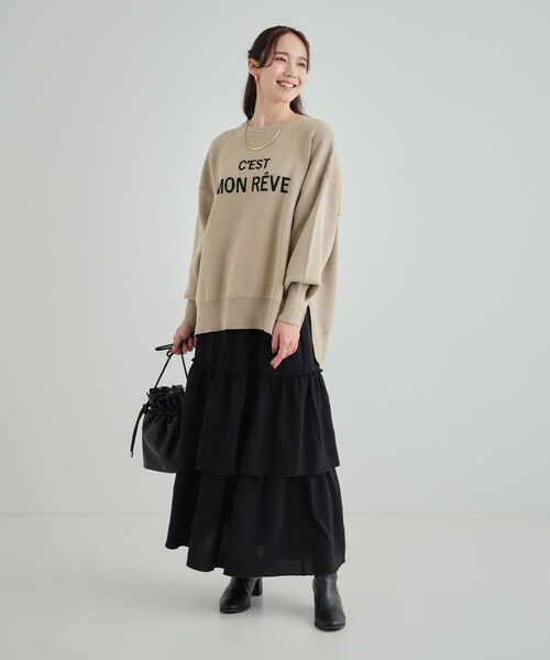 SHOO・LA・RUE（シューラルー）の「◆【洗える/S-LL/ちくちくしにくい】優しい風合いのロゴニット（ニット/セーター・レディース・ブルー/アイボリー/グレー/ブラウン系・02/01/03/04）」の20枚目の写真