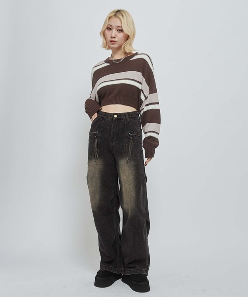 ENVYM(アンビー)の「ジップポイントタックルーズデニム(デニムパンツ・レディース・ブラック・SMALL/MEDIUM)」の8枚目の写真