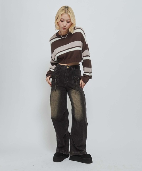 ENVYM(アンビー)の「ジップポイントタックルーズデニム(デニムパンツ・レディース・ブラック・SMALL/MEDIUM)」の9枚目の写真