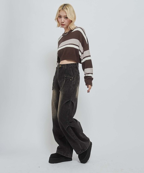 ENVYM(アンビー)の「ジップポイントタックルーズデニム(デニムパンツ・レディース・ブラック・SMALL/MEDIUM)」の10枚目の写真