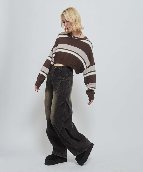 ENVYM(アンビー)の「ジップポイントタックルーズデニム(デニムパンツ・レディース・ブラック・SMALL/MEDIUM)」の11枚目の写真