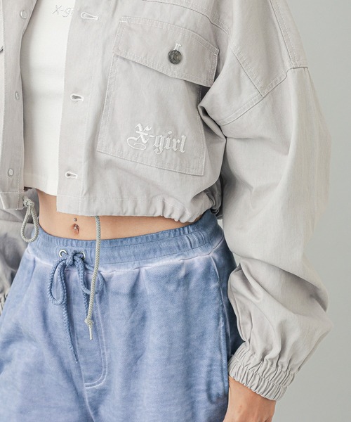 X-girl(エックスガール)の「2WAY CROPPED JACKET(ブルゾン・レディース・ブラック/ライトグレー/ライトブルー・M/S)」の8枚目の写真