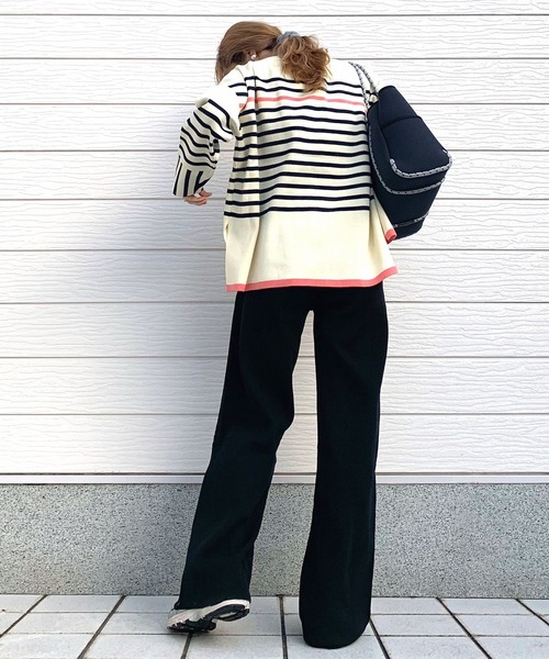 Q（キュー）の「パネルボーダーニット（ニット/セーター・レディース・ホワイト系/ブルー系・MEDIUM）」の20枚目の写真