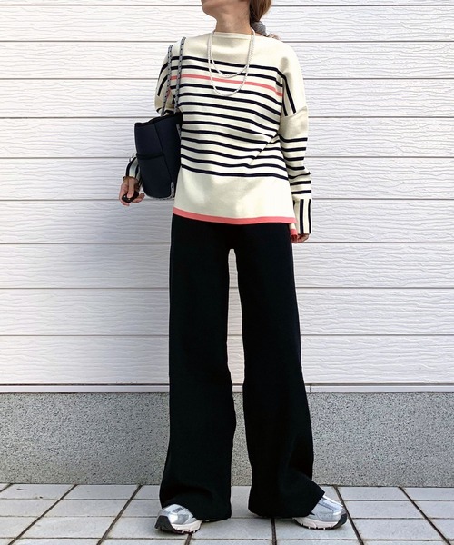 Q（キュー）の「パネルボーダーニット（ニット/セーター・レディース・ホワイト系/ブルー系・MEDIUM）」の19枚目の写真