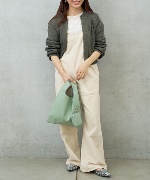 Actually（アクチュアリー）の「フェイクレザーマルシェバッグ ポーチ付き（ハンドバッグ・レディース・ライトグレー/ダークグレー/グリーン・フリー）」の22枚目の写真