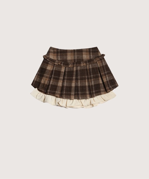 LA POMME petit（ラポミ・プチ）の「Vintage Plaid Down Jacket Set-Up/ヴィンテージチェック柄中綿ジャケットセットアップ（セットアップ・レディース・ブラウン/レッド・FREE/MEDIUM）」の9枚目の写真