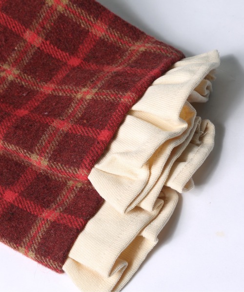 LA POMME petit（ラポミ・プチ）の「Vintage Plaid Down Jacket Set-Up/ヴィンテージチェック柄中綿ジャケットセットアップ（セットアップ・レディース・ブラウン/レッド・FREE/MEDIUM）」の4枚目の写真