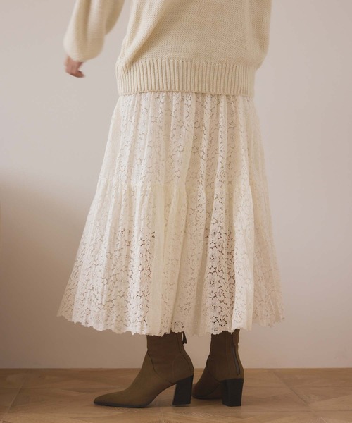 fifth（フィフス）の「レースティアードスカート（スカート・レディース・アイボリー/ブラック・M）」の4枚目の写真