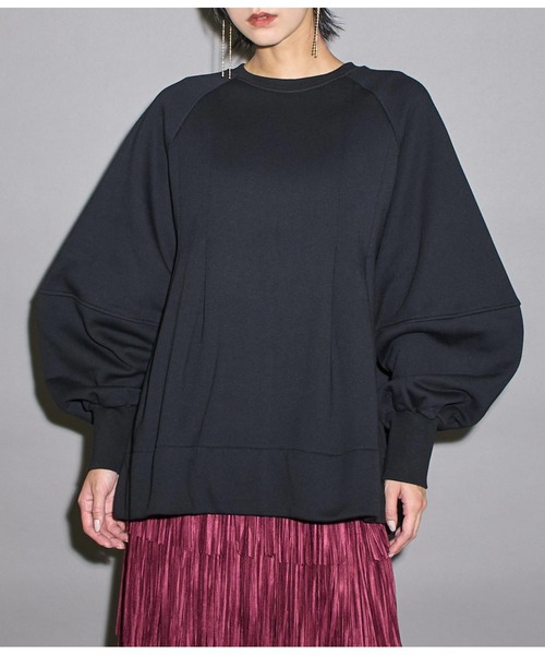 Settimissimo（セッティミッシモ）の「裏起毛 タック Aライン プルオーバー（スウェット・レディース・グレー/ブラック・FREE）」の2枚目の写真