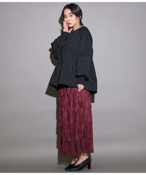 Settimissimo（セッティミッシモ）の「裏起毛 タック Aライン プルオーバー（スウェット・レディース・グレー/ブラック・FREE）」の18枚目の写真